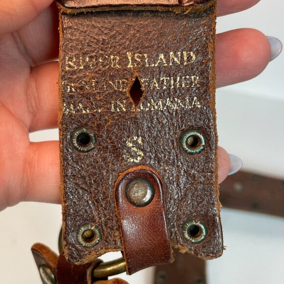 VTG River Island Women Belt Sz Small Brown Leather Metal Buckle Y2K 90s Cowboy main image 5